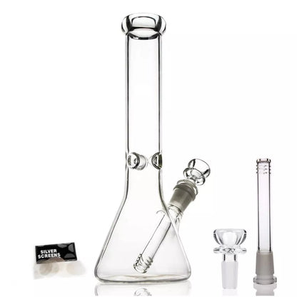 Heavy glass beaker bong 10"