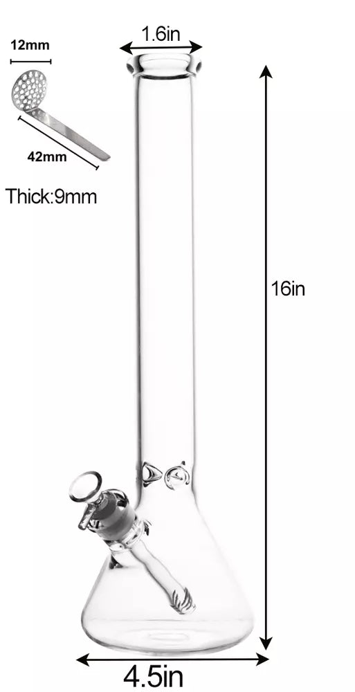 16 inch Heavy glass bong 9mm thick