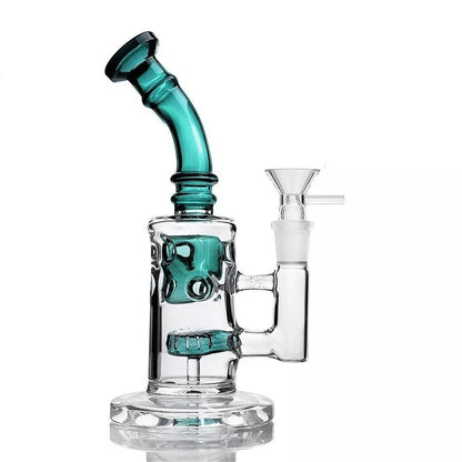 Teal 9" Glass bong recycler fab w/ashcatcher