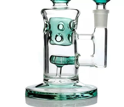 Teal 9" Glass bong recycler fab w/ashcatcher